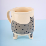 grey cat mug made by ceramic 