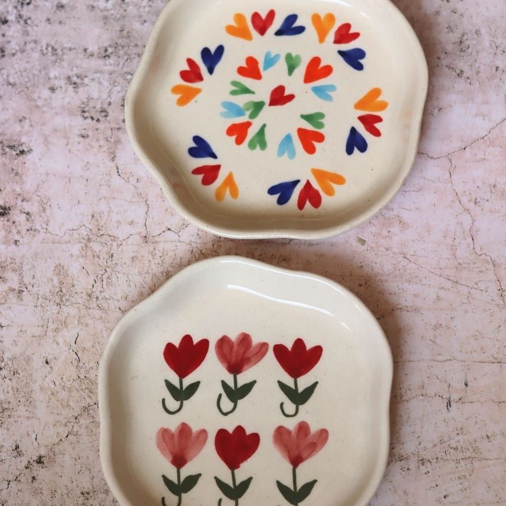 LoveisLove & Pastel Tulip Handmade Dessert Plate made by ceramic