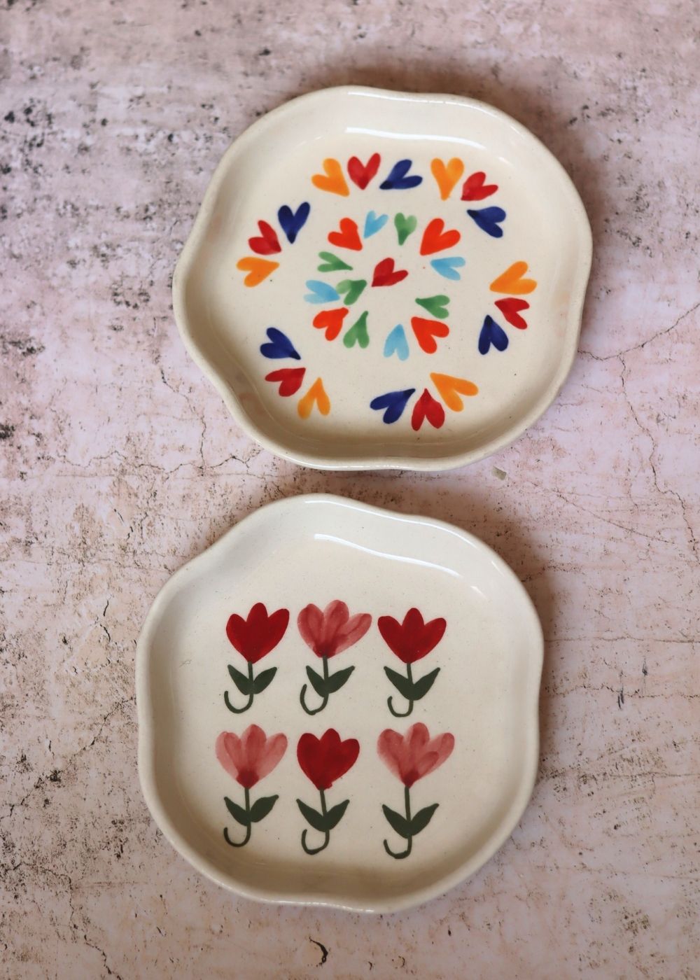 LoveisLove & Pastel Tulip Handmade Dessert Plate made by ceramic