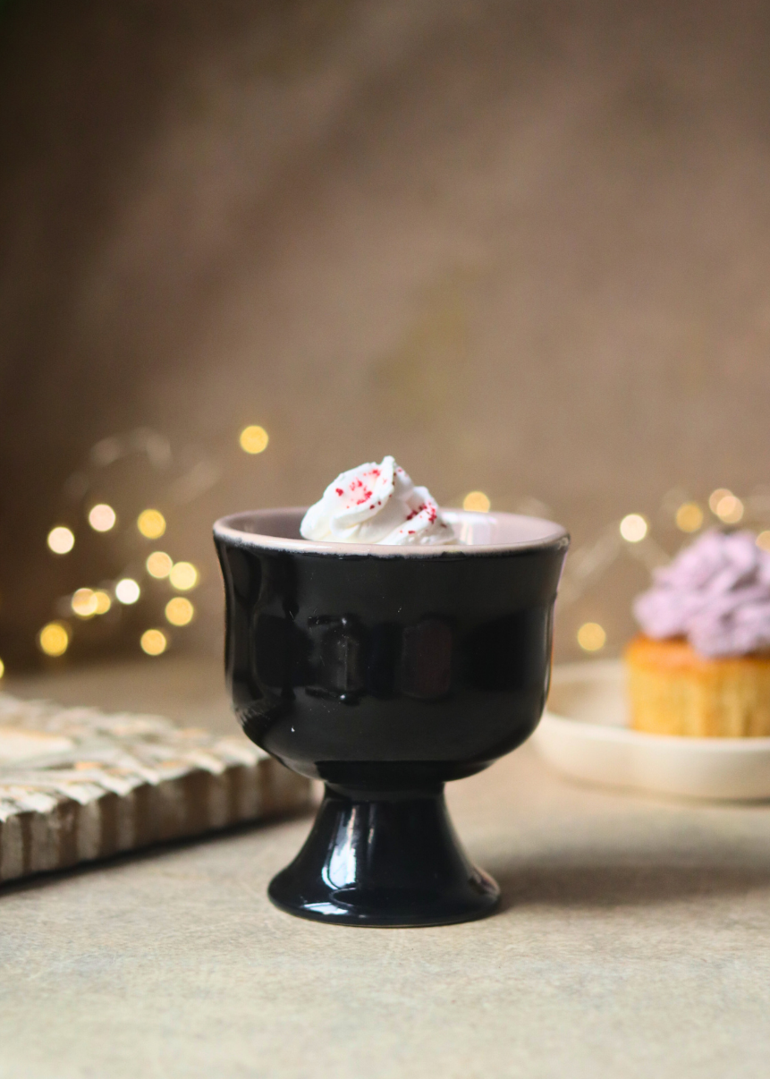 handmade black ice cream goblet 