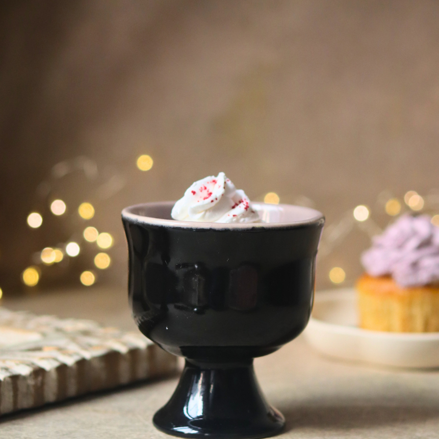 handmade black ice cream goblet 