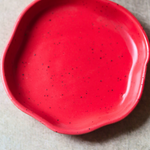 red handmade dessert plate made by ceramic 