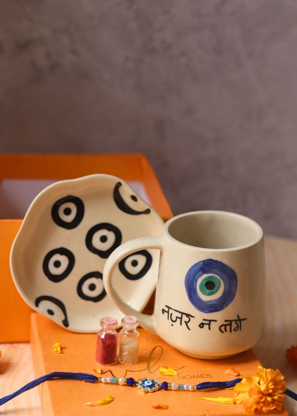 handmade evil eye rakhi gift box