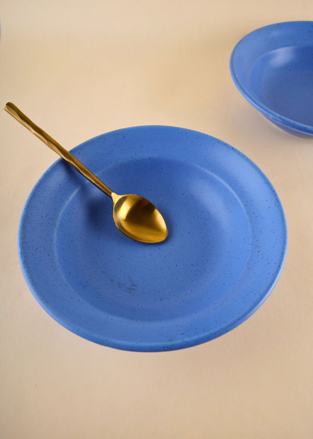 matte blue pasta plate made by ceramic 