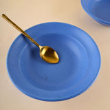 matte blue pasta plate made by ceramic 