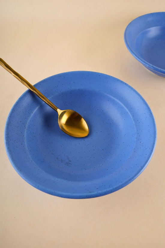 matte blue pasta plate made by ceramic 