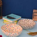 handmade Set of 2 - Colorful & Black Polka Bowls