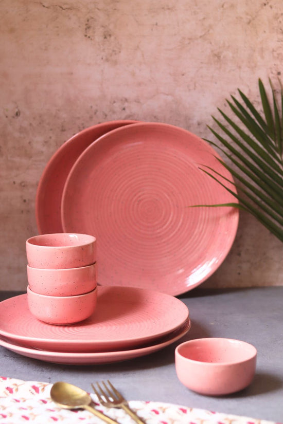 Set of 8 - Rosy Pink Dinner Set with premium quality material