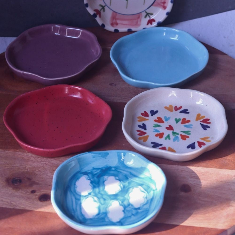 Set of 6 (colorful) handmade dessert plates (For the price of 5) made by ceramic