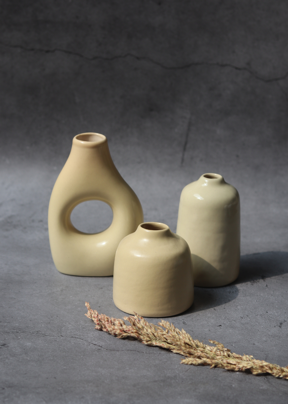handmade cream vases set of three combo