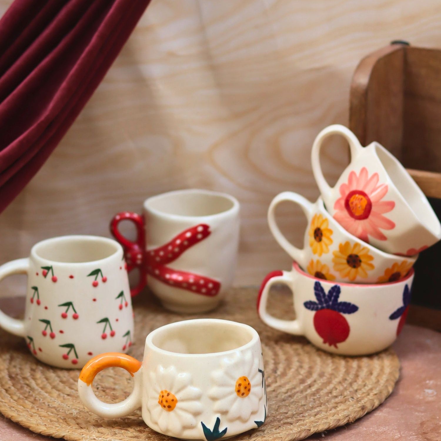 Handmade Set of 6 Blissful Brew Mugs (for the price of 5)