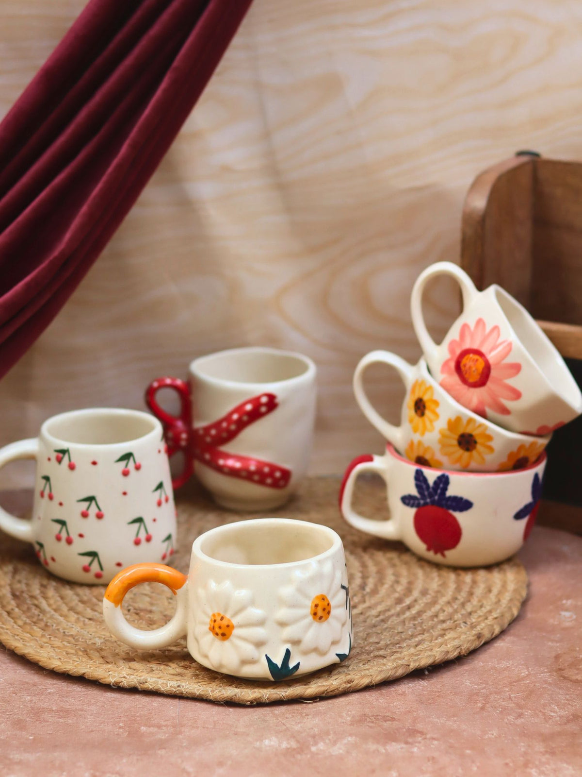 Handmade Set of 6 Blissful Brew Mugs (for the price of 5)
