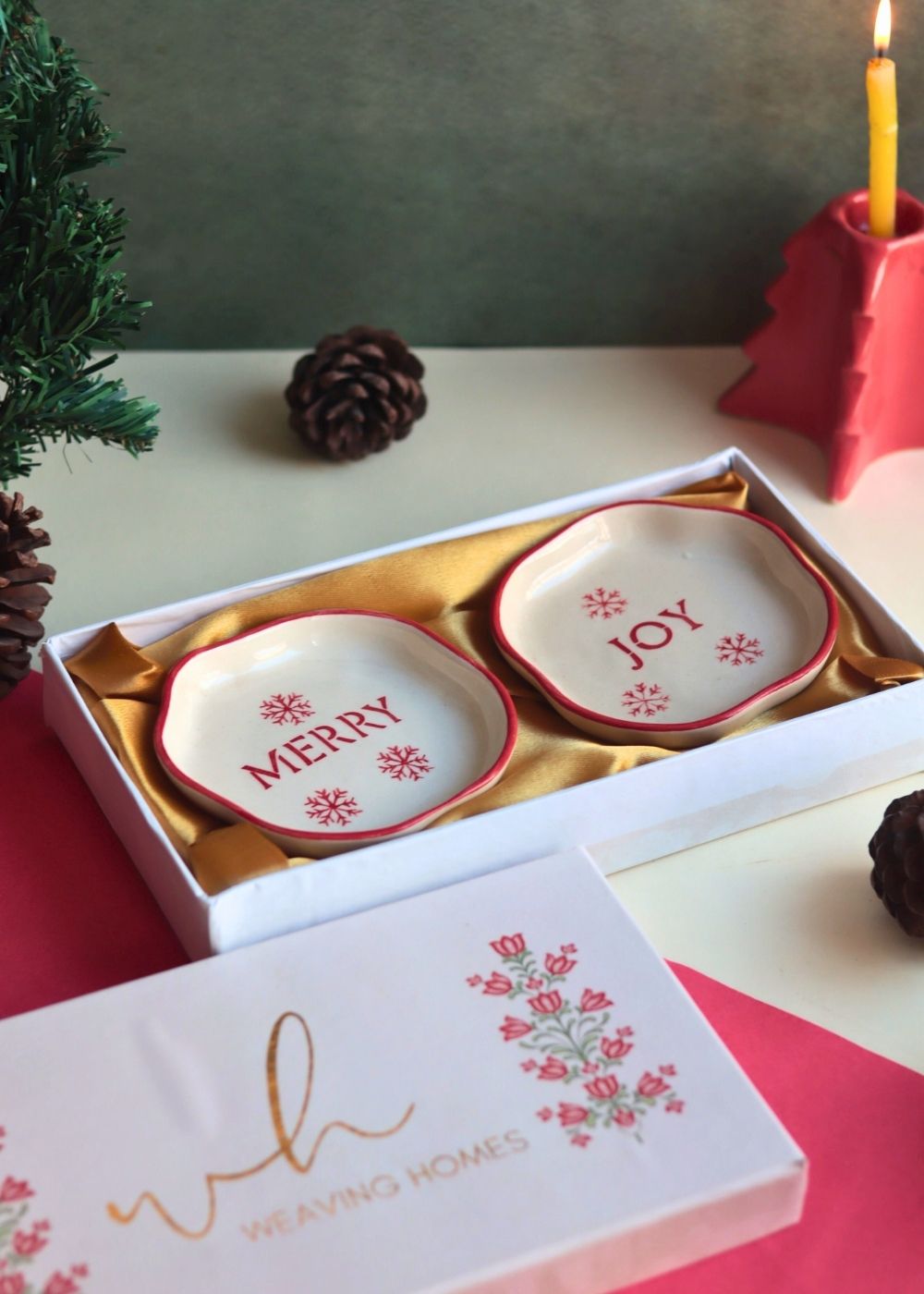 Merry & Joy Handmade Dessert plate in a Gift Box with premium quality material