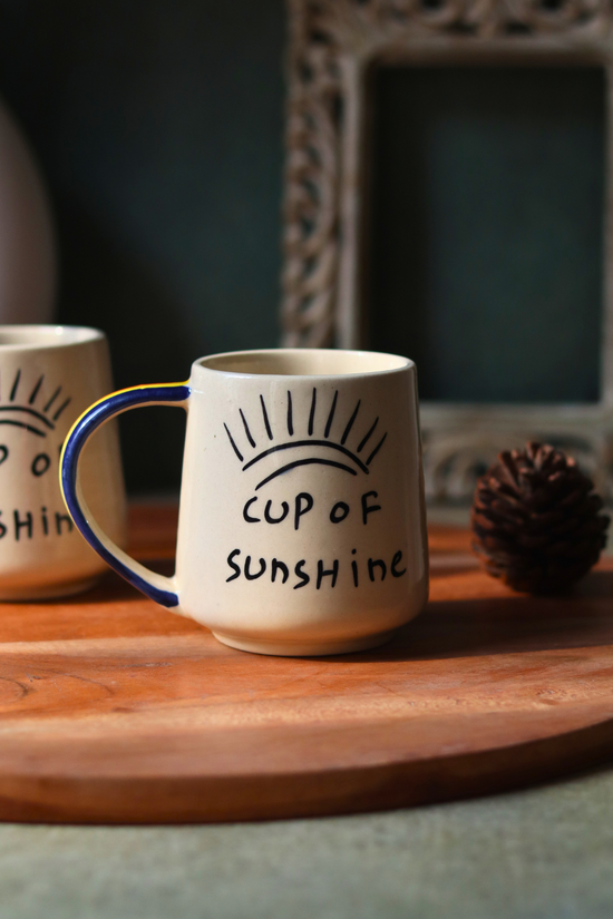 Handmade ceramic coffee mug quoted cup of sunshine