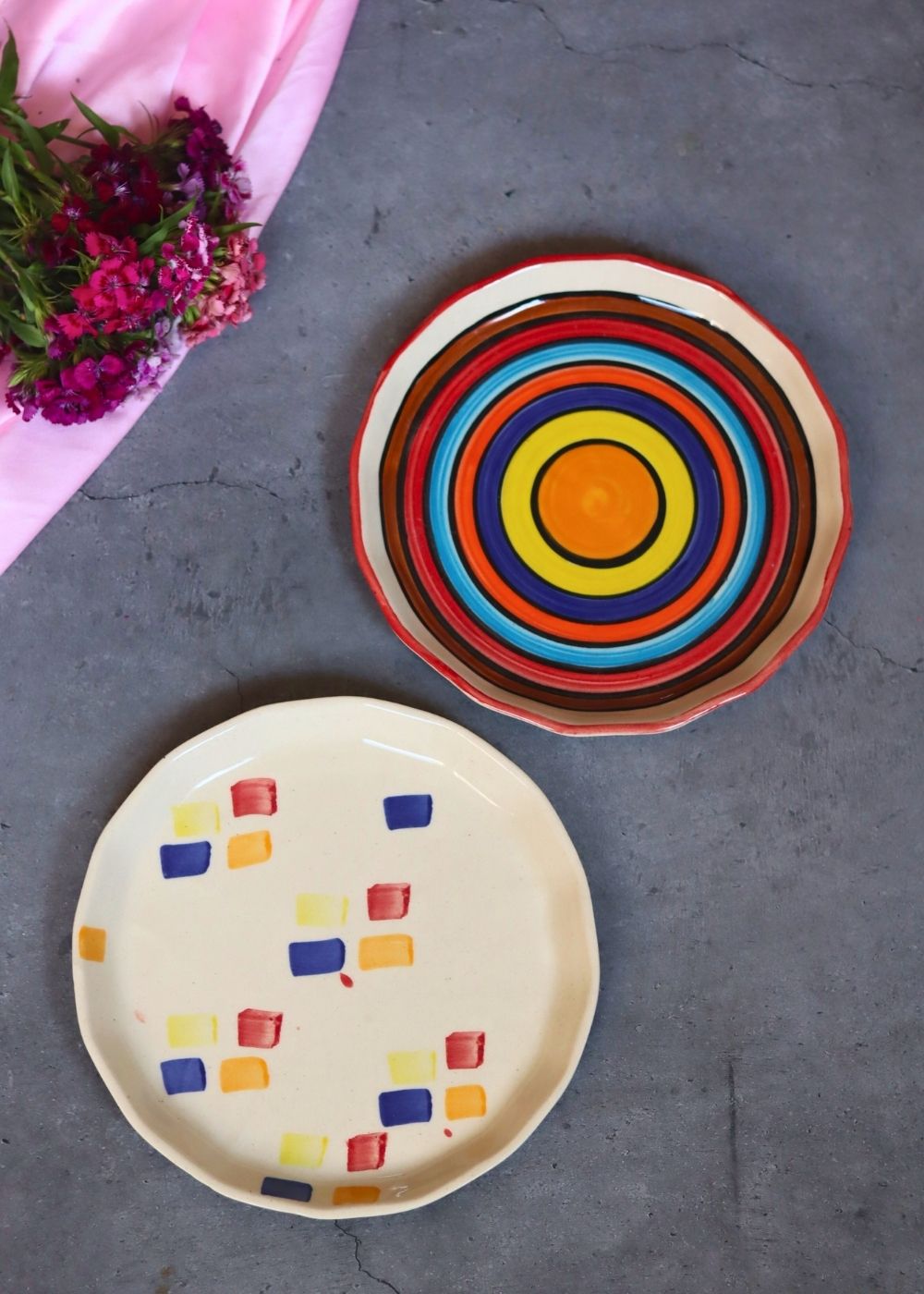 Rainbow swirl & Crayon Snack Plate made by ceramic