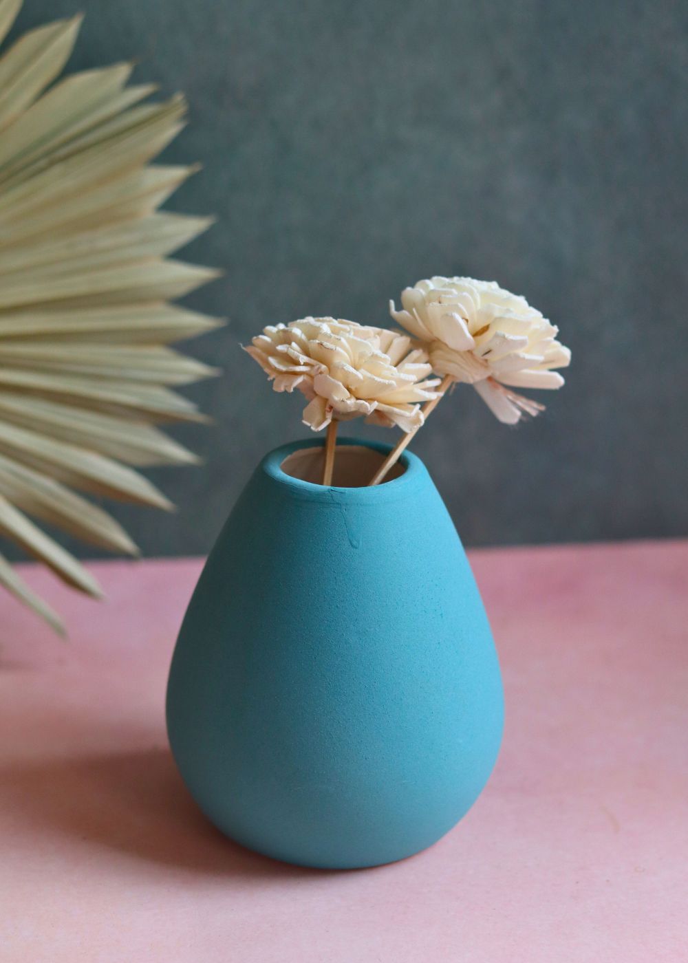 Handmade esoteric vase tall green 