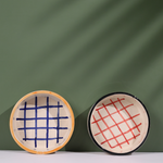 red & blue checks bowl set of two in different color