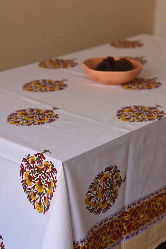 Cotton table cloth yellow flowers