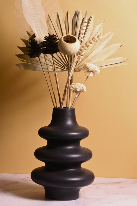 Minimal assorted blossom flower bunch with vase