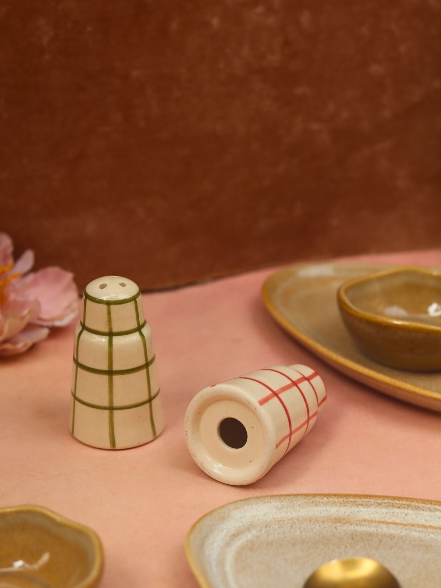 Chequered Salt Pepper Shakers handmade in India