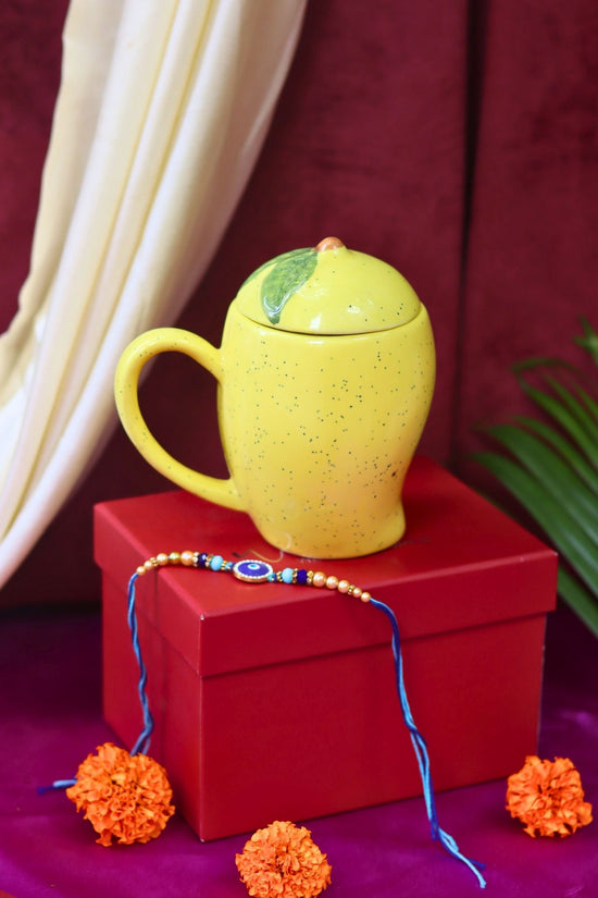 Mango Mug with Lid Rakhi gift box made by ceramic