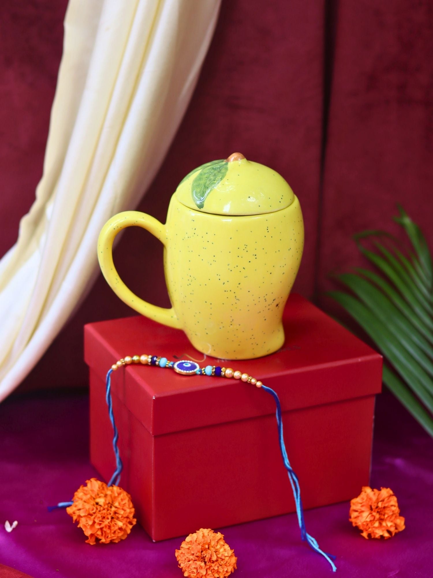 Mango Mug with Lid Rakhi gift box made by ceramic