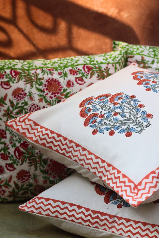 Pink Bloom & Liana Vine Cushion Cover combo handmade in india