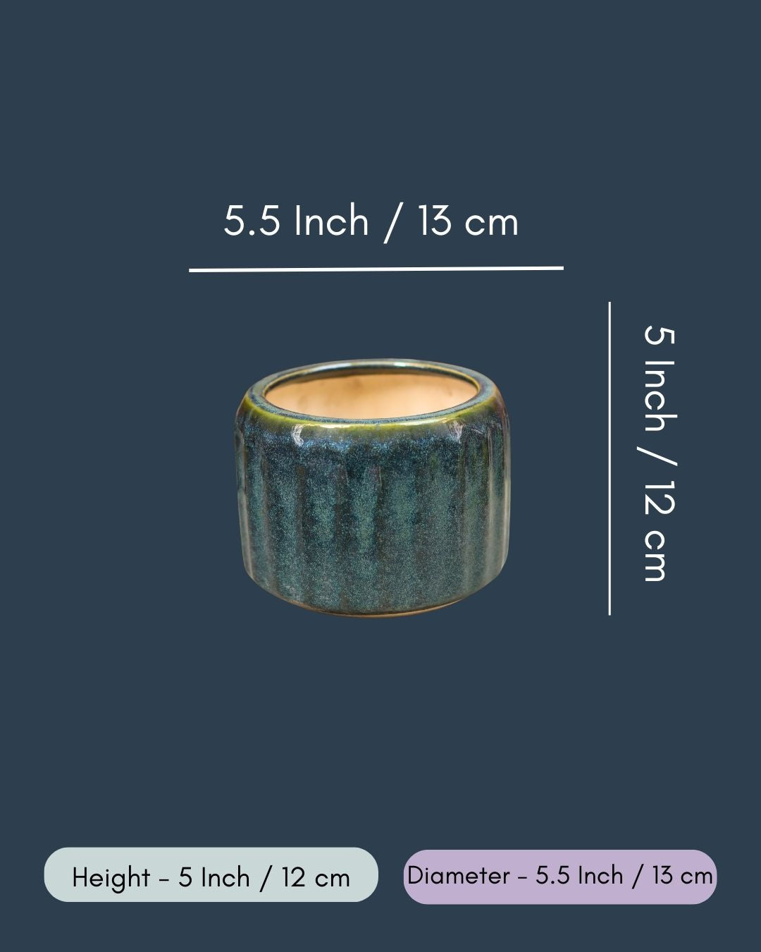 Ribbed Green Planter - Large