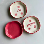 Joy, Merry & Red Handmade Dessert Plate handmade by artisans