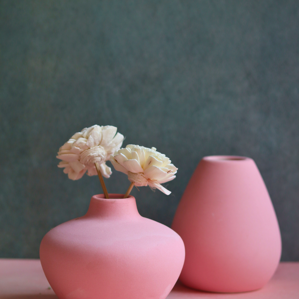 esoteric pink vases made by ceramic 