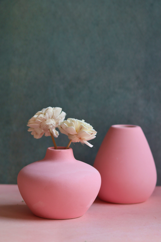 esoteric pink vases made by ceramic 