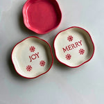 Joy, Merry & Red Handmade Dessert Plate with premium quality material