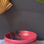 handmade red bowl with black shades