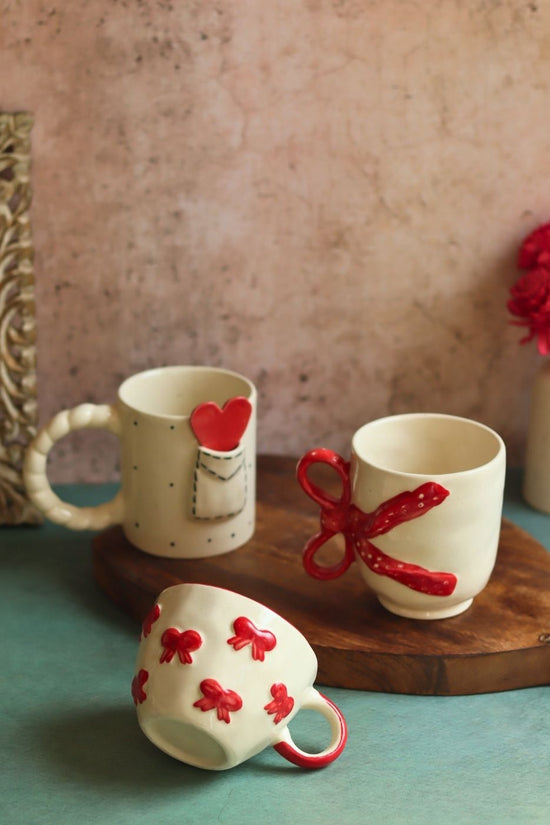 Set of 3 - Love Sip Mugs made by ceramic