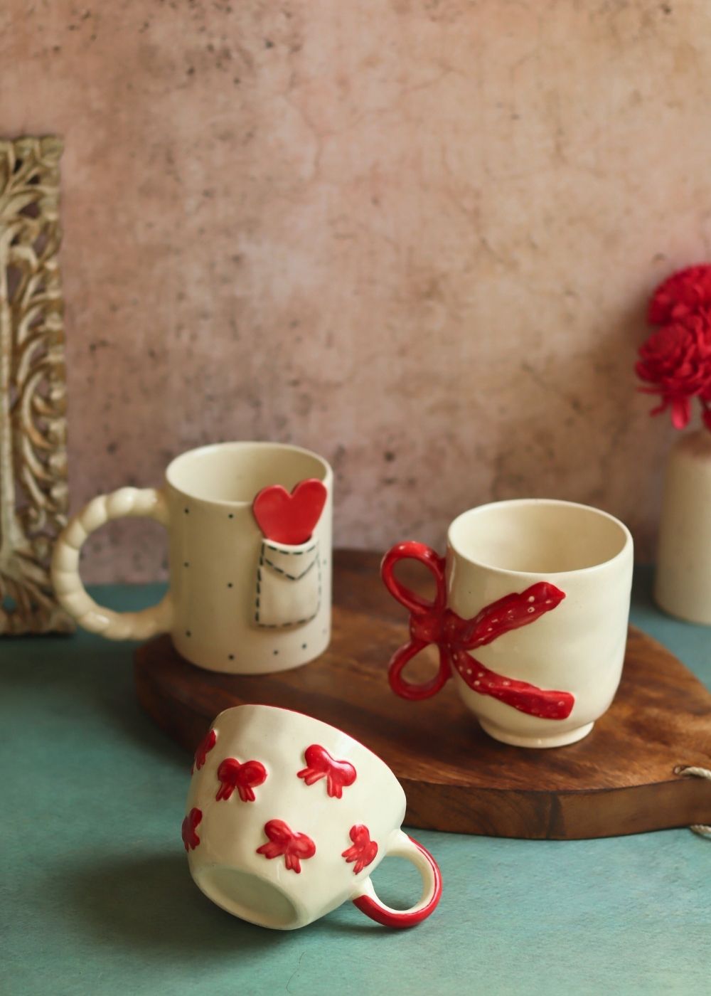 Set of 3 - Love Sip Mugs made by ceramic
