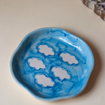 Handmade dessert plate cloud design