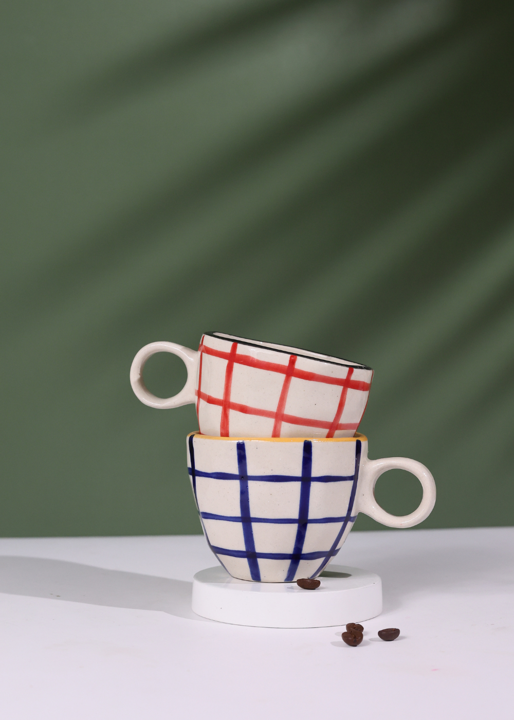 drinkware product red & blue checks mug
