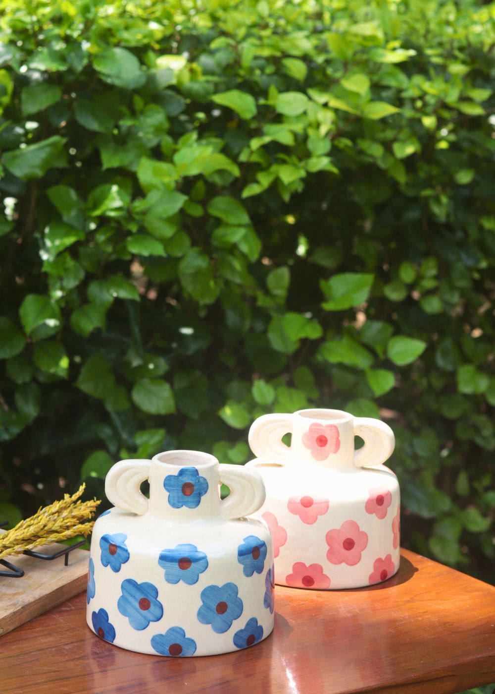 Floral Print Ceramic Vases handmade in india