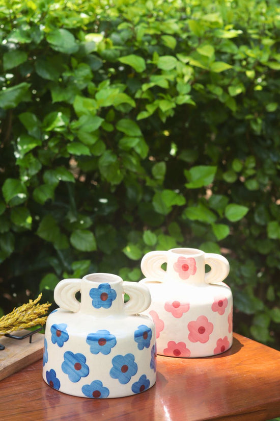 Floral Print Ceramic Vases handmade in india