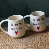 Black & white with heart quoted coffee mugs  