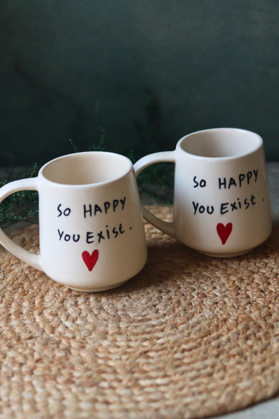 Black & white with heart quoted coffee mugs  