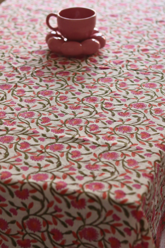 Cotton table cloth pink clolor 