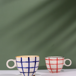 set of two red & blue checks mug combo