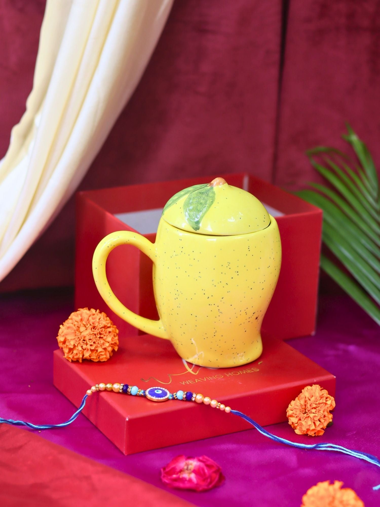 Mango Mug with Lid Rakhi gift box handmade in india