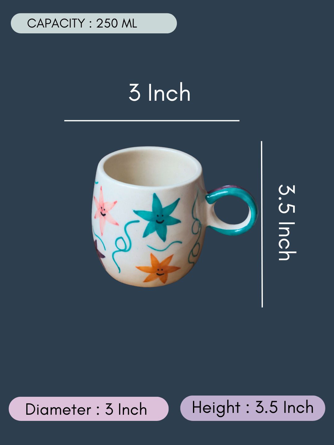 Coral Reef Mug with Size & measurement