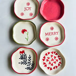 Set of 6 Red & White Handmade Dessert Plate (for the price of 5) made by ceramic