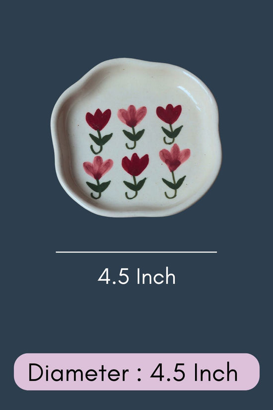 Pastel Tulip Handmade Dessert Plate with Size & measurement