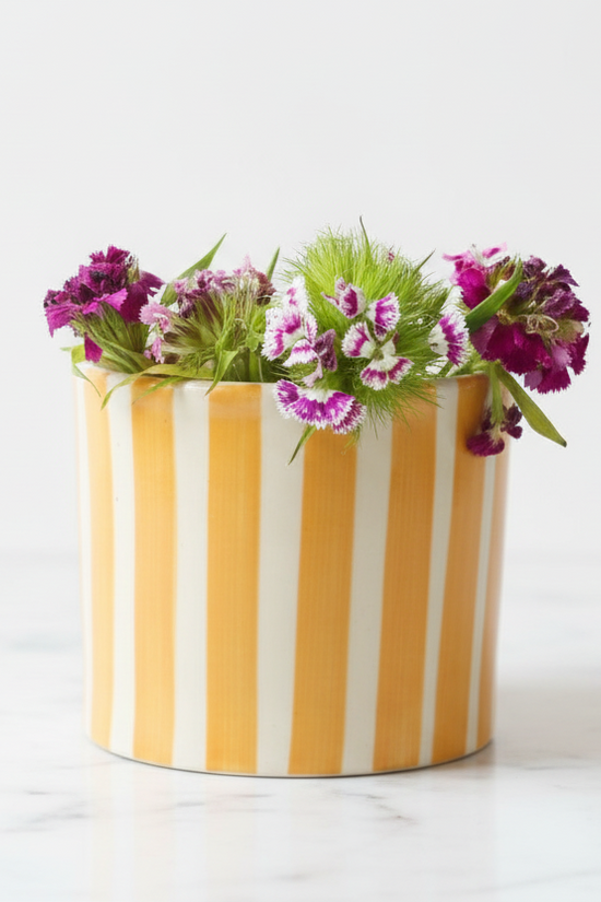 Striped Planter - Yellow