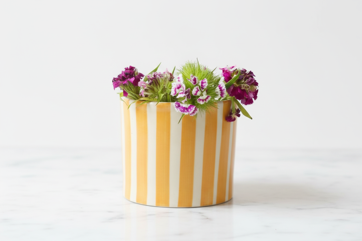 Striped Planter - Yellow