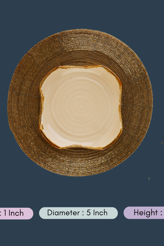 handmade ivory stoneware dessert plate with measurement